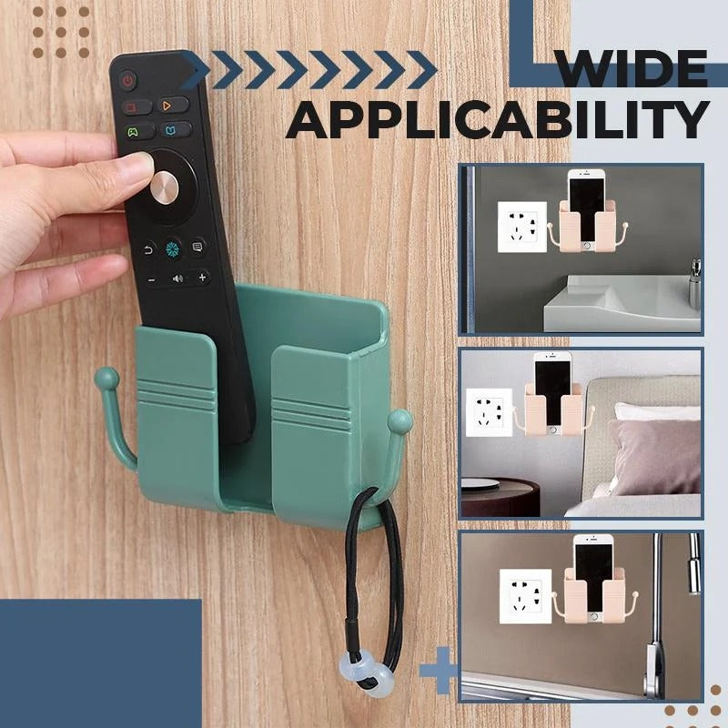 Wall-Mounted Phone Holder with Hooks