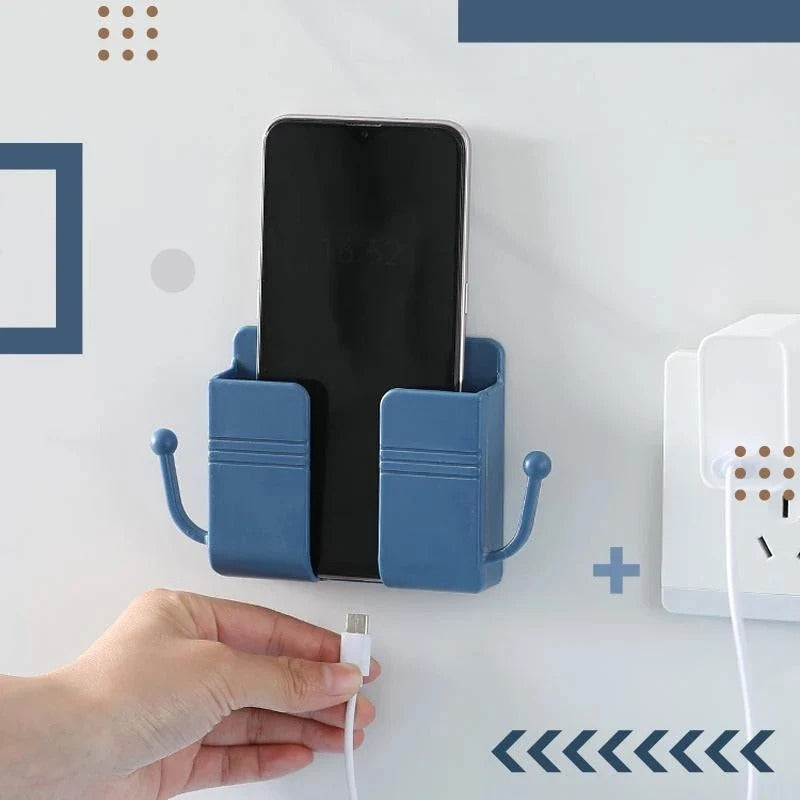 Wall-Mounted Phone Holder with Hooks