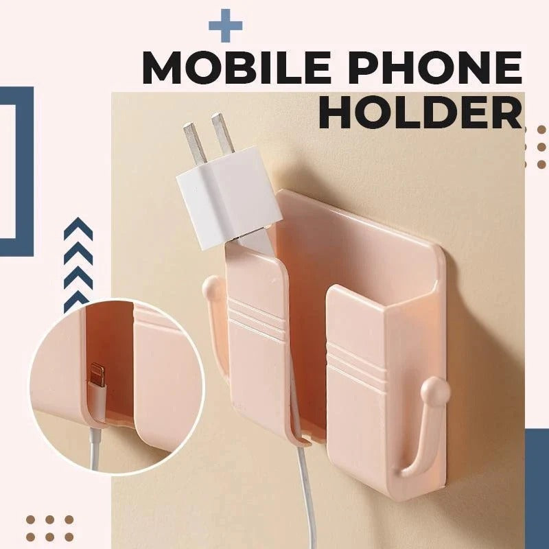 Wall-Mounted Phone Holder with Hooks